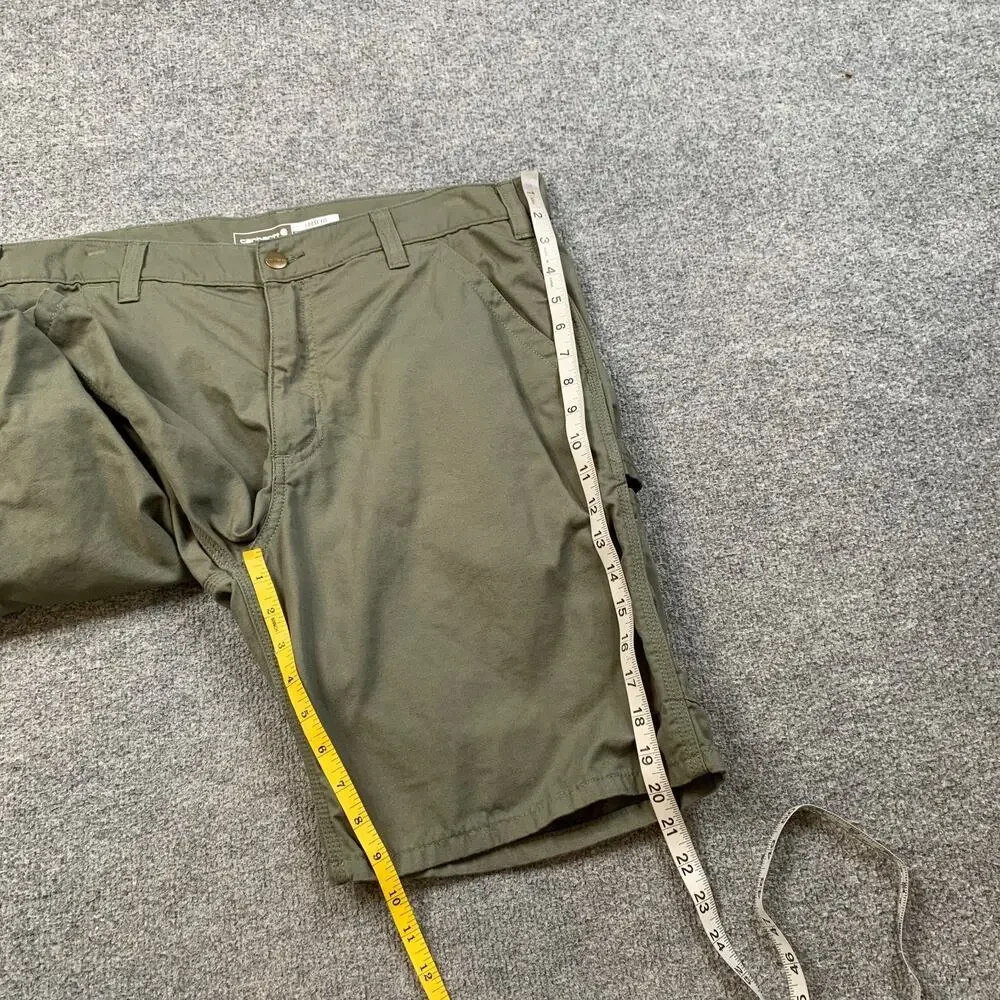 Carhartt Shorts Mens 34 Ivy Green Loose Fit Cotton Canvas Cargo Pockets Work